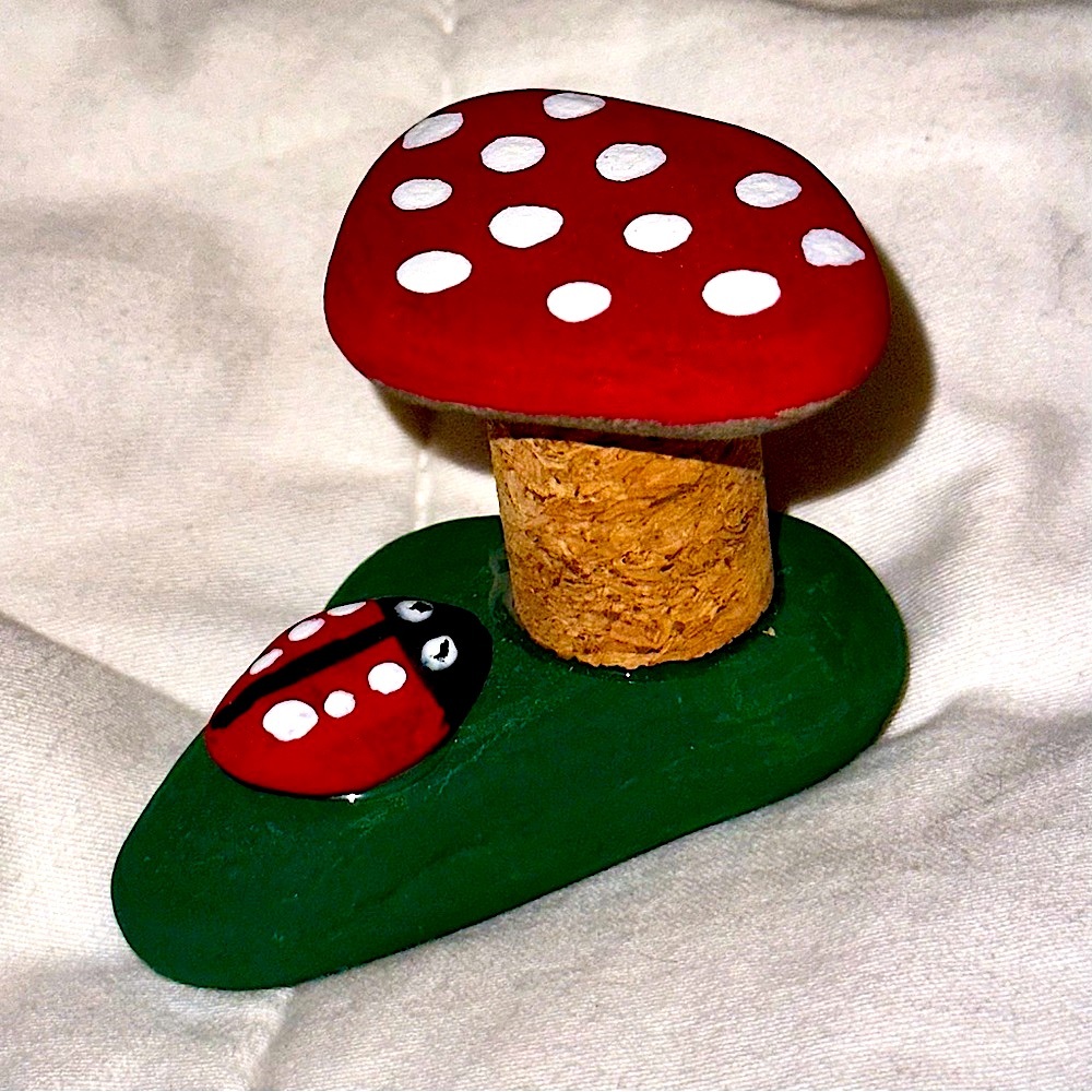 Mushroom & Lady Bug Handmade Figurine/Decor